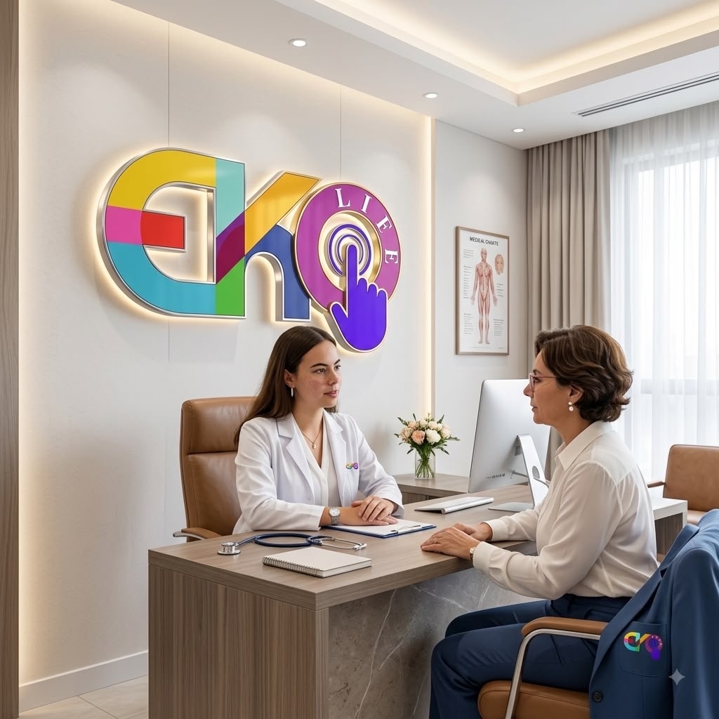 Profissional da EKO LIFE em atendimento ocupacional no consultório, com a paciente sentada à mesa.